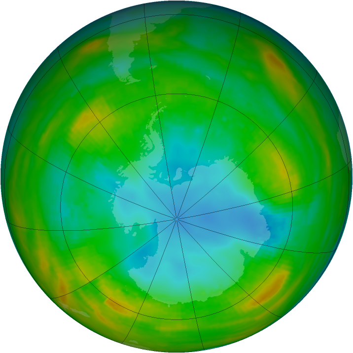 Antarctic ozone map for 11 August 1983